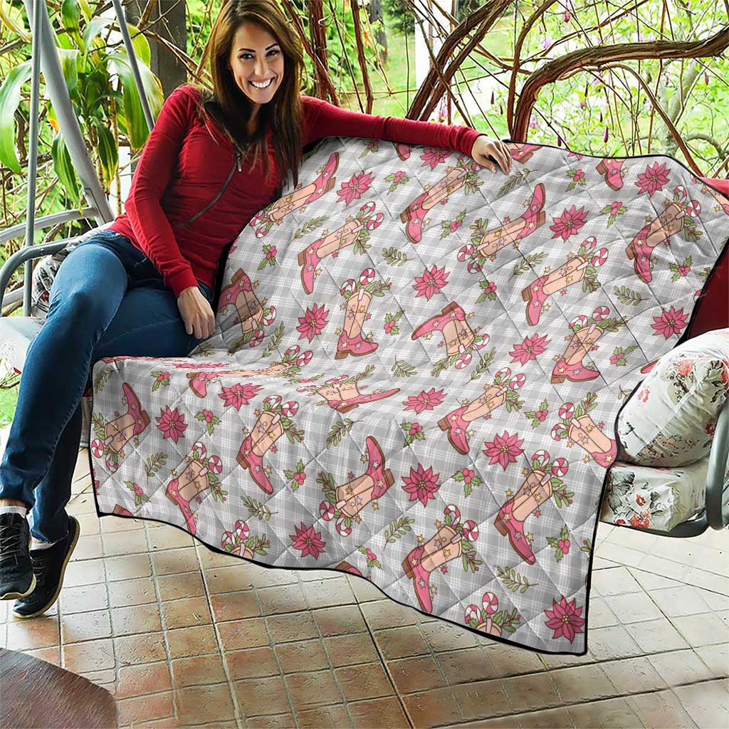 Gray Paniolo Palaka Hawaiian Cowgirl Christmas Quilt - Polynesian Pride