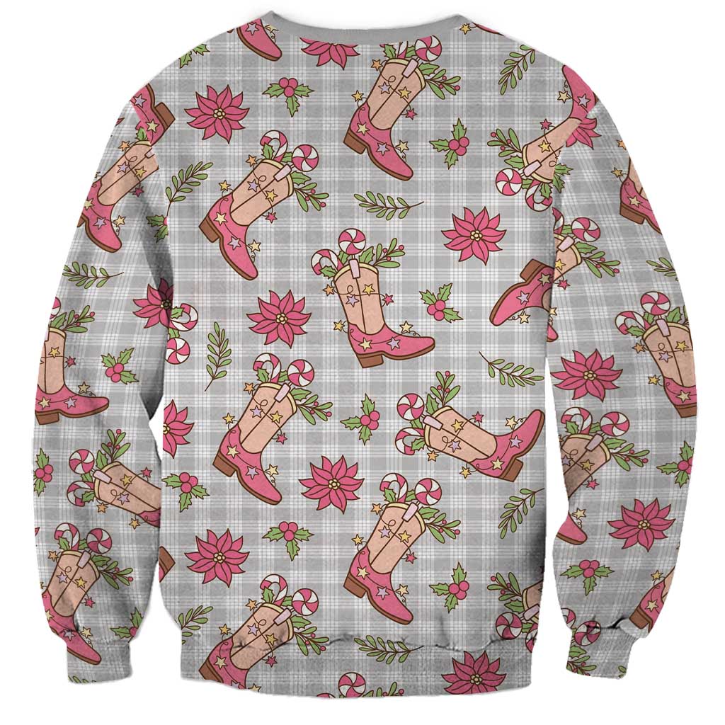 Gray Paniolo Palaka Hawaiian Cowgirl Christmas Sweatshirt - Polynesian Pride