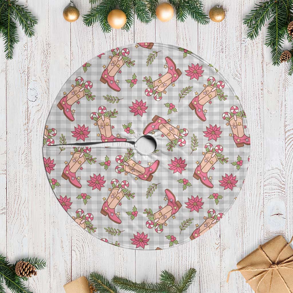 Gray Paniolo Palaka Hawaiian Cowgirl Christmas Tree Skirt - Polynesian Pride