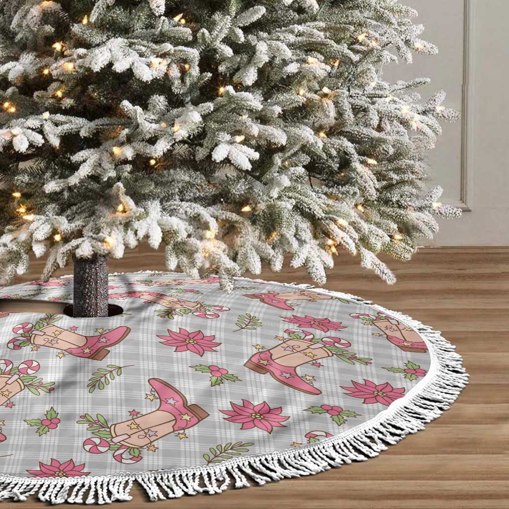 Gray Paniolo Palaka Hawaiian Cowgirl Christmas Tree Skirt - Polynesian Pride
