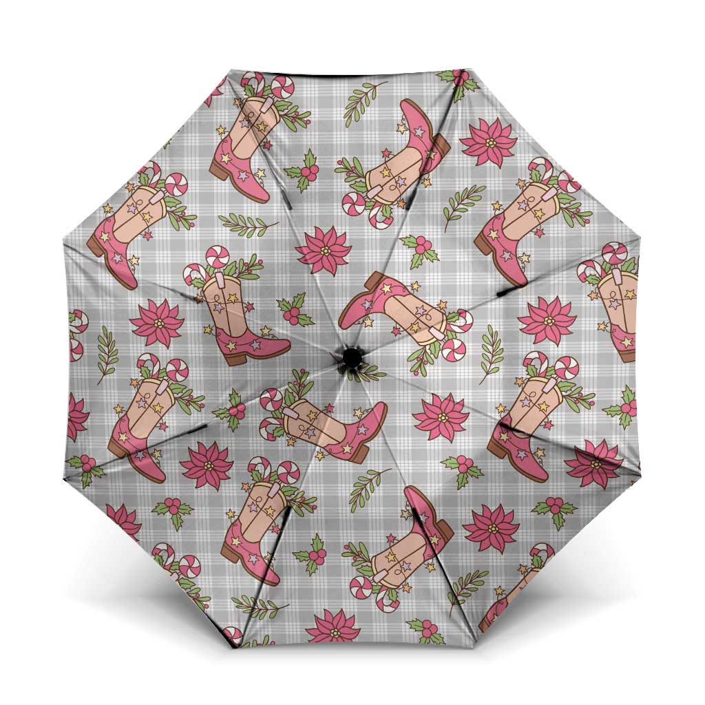 Gray Paniolo Palaka Hawaiian Cowgirl Christmas Umbrella - Polynesian Pride