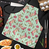 Green Paniolo Palaka Hawaiian Cowgirl Christmas Apron - Polynesian Pride