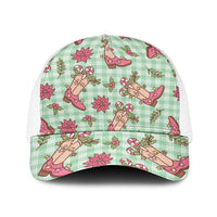 Green Paniolo Palaka Hawaiian Cowgirl Christmas Baseball Net Cap - Polynesian Pride