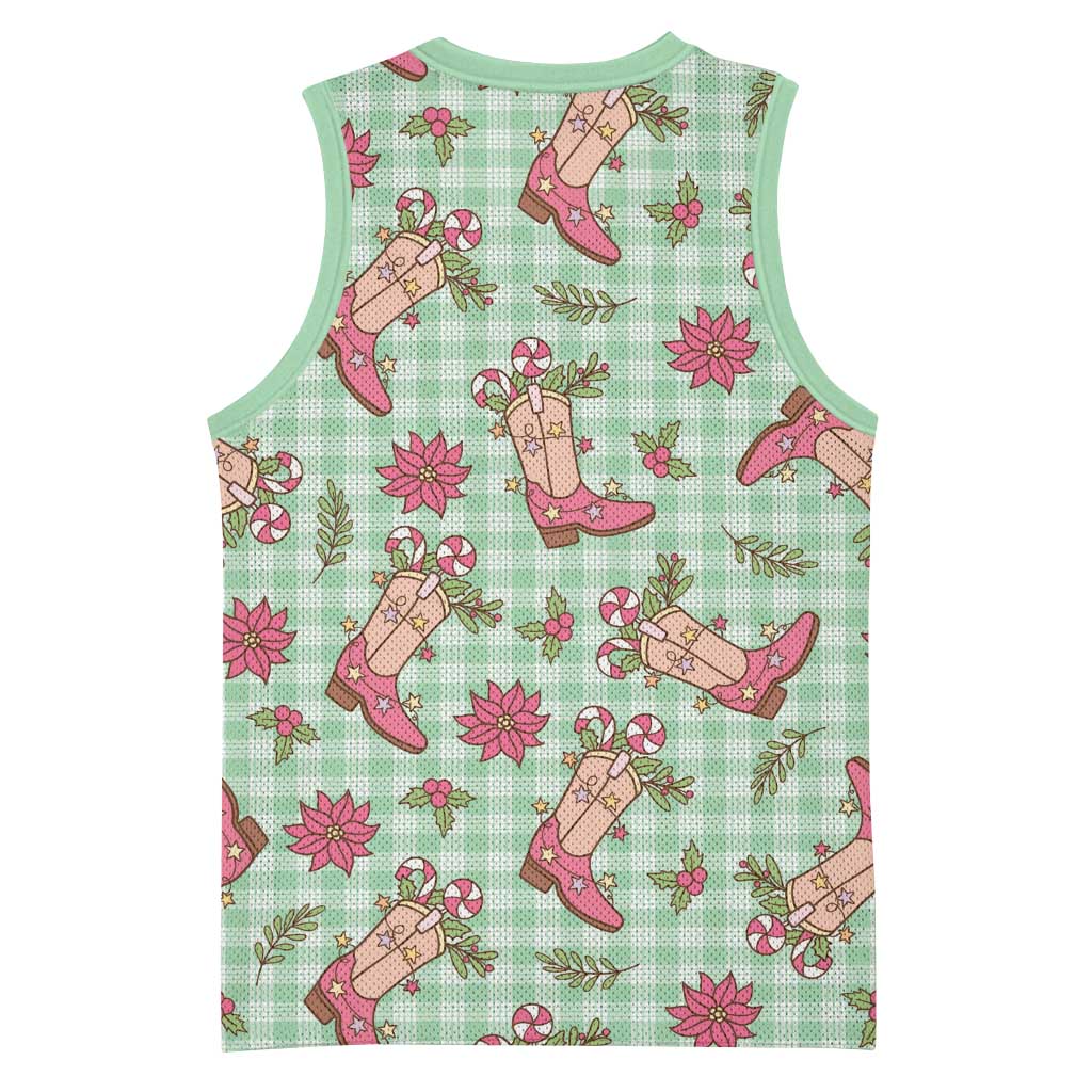 Green Paniolo Palaka Hawaiian Cowgirl Christmas Basketball Jersey - Polynesian Pride