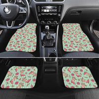 Green Paniolo Palaka Hawaiian Cowgirl Christmas Car Mats - Polynesian Pride