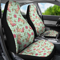 Green Paniolo Palaka Hawaiian Cowgirl Christmas Car Seat Cover - Polynesian Pride