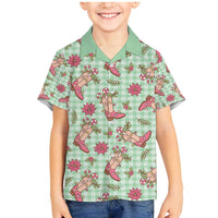 Green Paniolo Palaka Hawaiian Cowgirl Christmas Family Matching Mermaid Dress and Hawaiian Shirt - Polynesian Pride