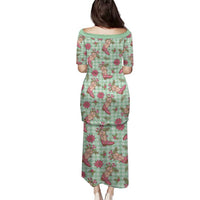 Green Paniolo Palaka Hawaiian Cowgirl Christmas Family Matching Puletasi and Hawaiian Shirt - Polynesian Pride