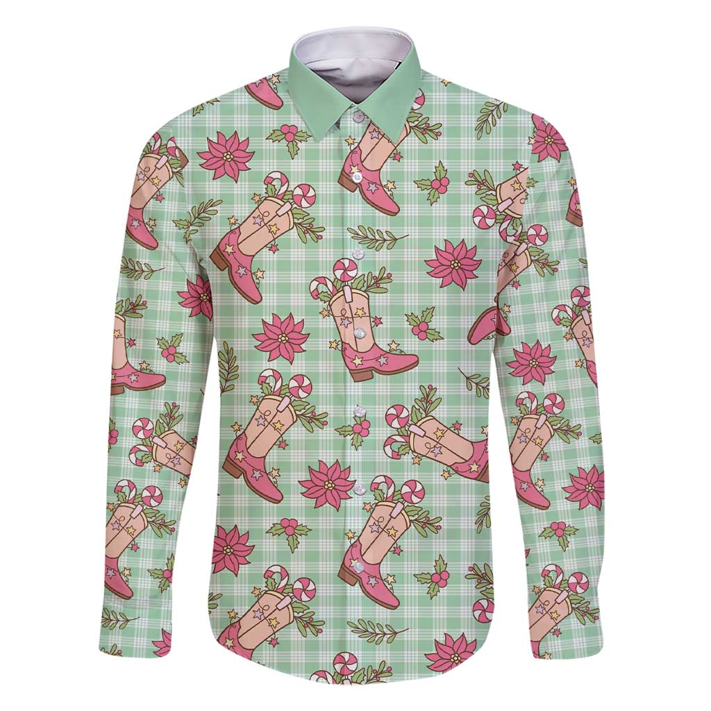 Green Paniolo Palaka Hawaiian Cowgirl Christmas Family Matching Short Sleeve Bodycon Dress and Hawaiian Shirt - Polynesian Pride