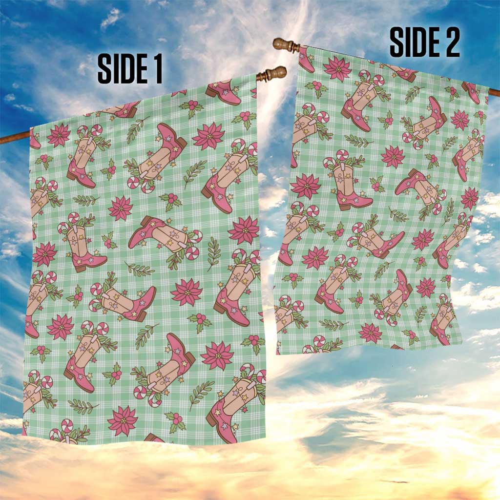 Green Paniolo Palaka Hawaiian Cowgirl Christmas Garden Flag - Polynesian Pride