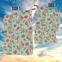 Green Paniolo Palaka Hawaiian Cowgirl Christmas Garden Flag - Polynesian Pride