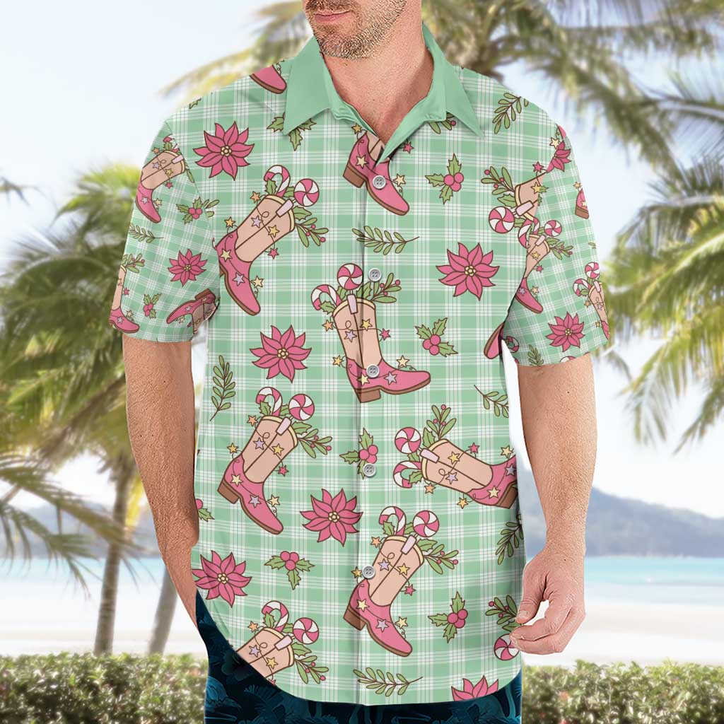 Green Paniolo Palaka Hawaiian Cowgirl Christmas Hawaiian Shirt - Polynesian Pride