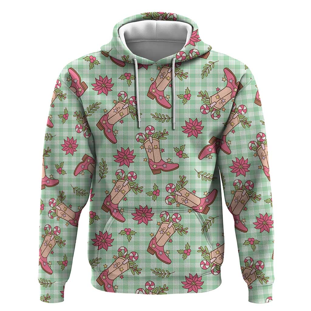 Green Paniolo Palaka Hawaiian Cowgirl Christmas Hoodie - Polynesian Pride