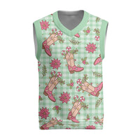 Green Paniolo Palaka Hawaiian Cowgirl Christmas Knitted V-Neck Vest - Polynesian Pride