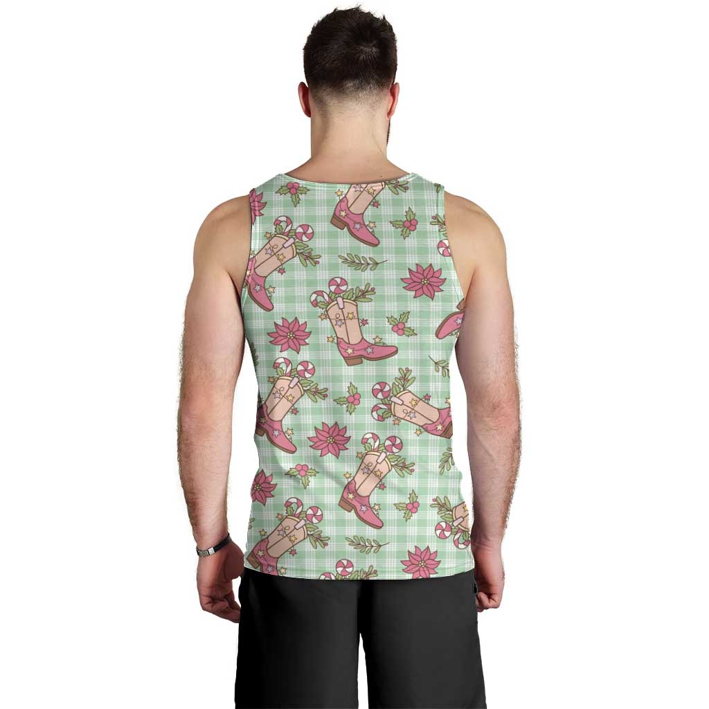 Green Paniolo Palaka Hawaiian Cowgirl Christmas Men Tank Top - Polynesian Pride