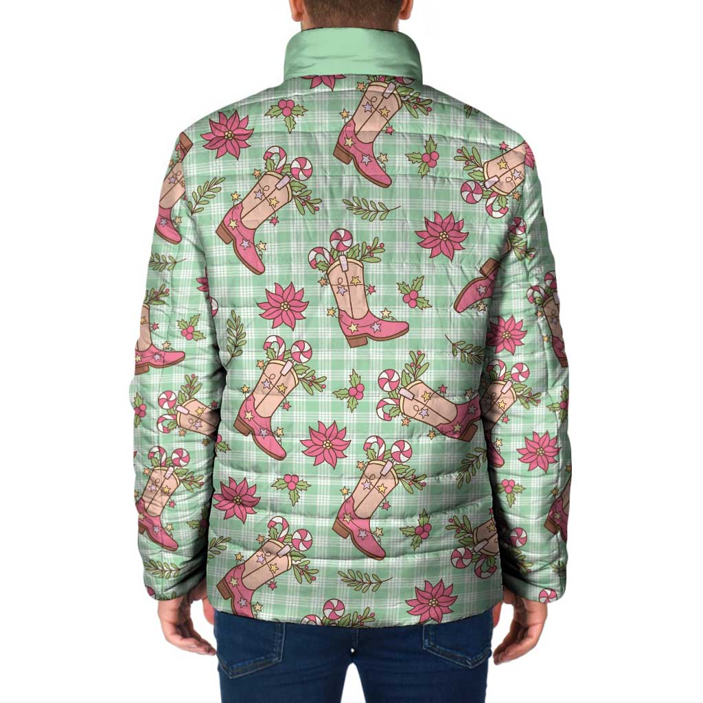 Green Paniolo Palaka Hawaiian Cowgirl Christmas Padded Jacket - Polynesian Pride