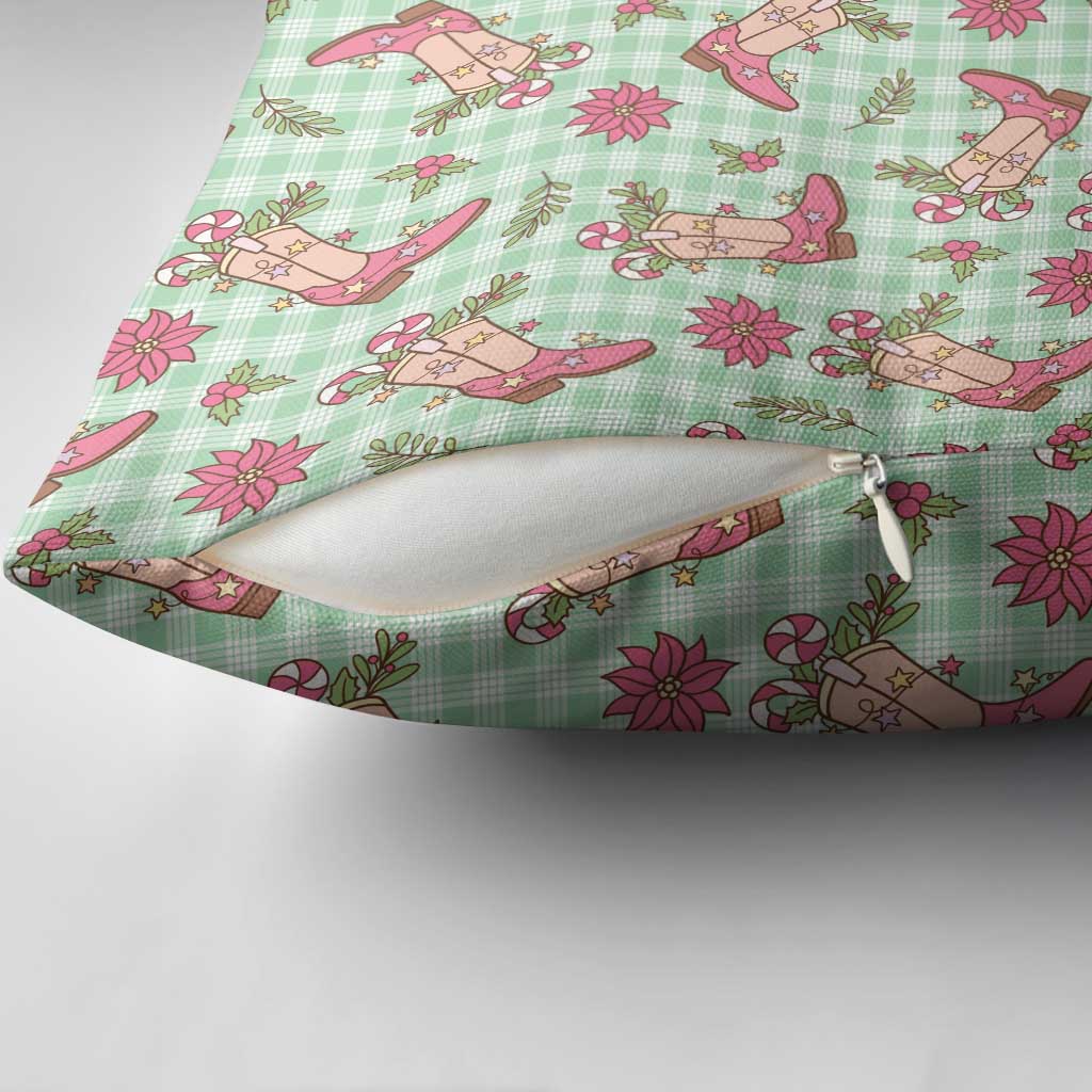 Green Paniolo Palaka Hawaiian Cowgirl Christmas Pillow Cover - Polynesian Pride