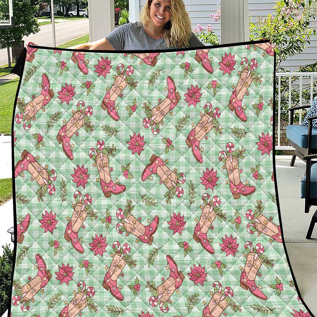 Green Paniolo Palaka Hawaiian Cowgirl Christmas Quilt - Polynesian Pride