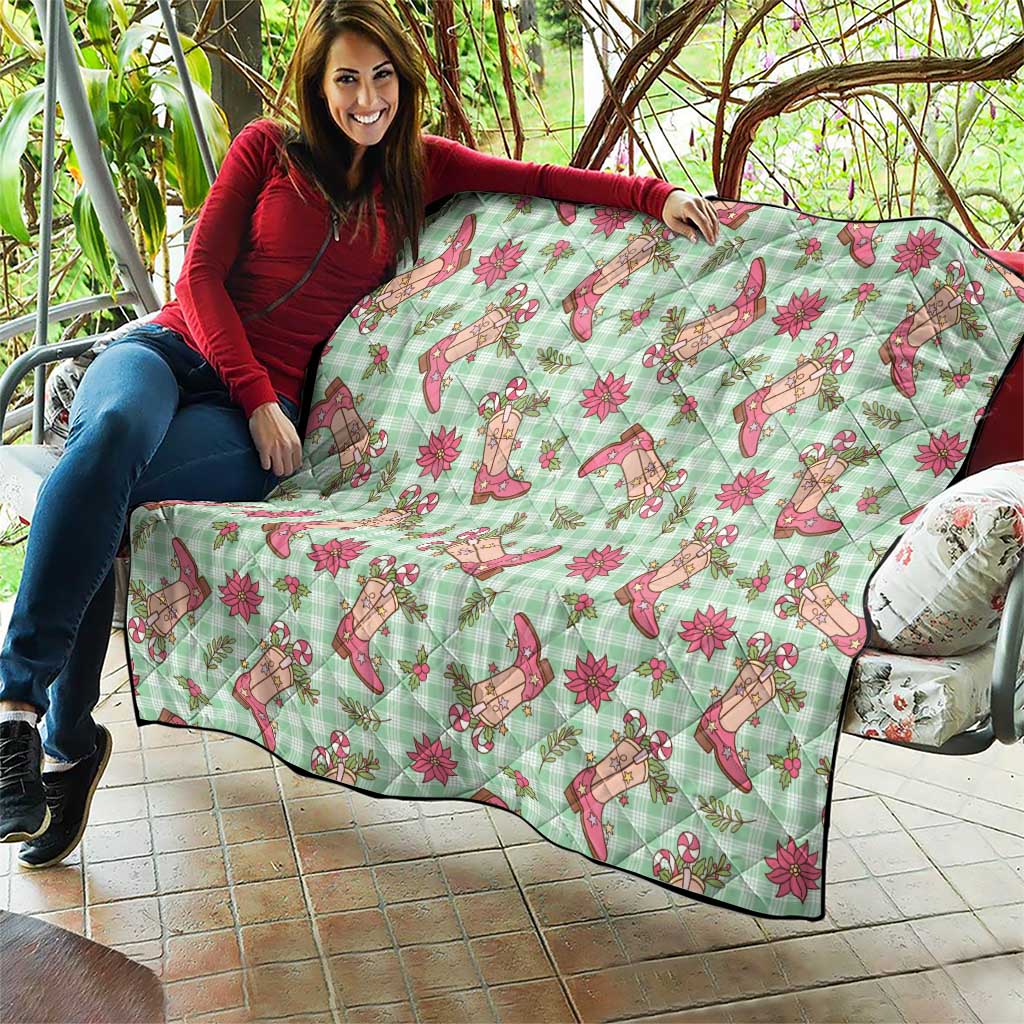 Green Paniolo Palaka Hawaiian Cowgirl Christmas Quilt - Polynesian Pride