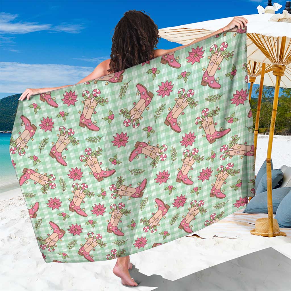 Green Paniolo Palaka Hawaiian Cowgirl Christmas Sarong - Polynesian Pride