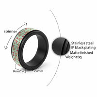 Green Paniolo Palaka Hawaiian Cowgirl Christmas Spinner Ring - Polynesian Pride