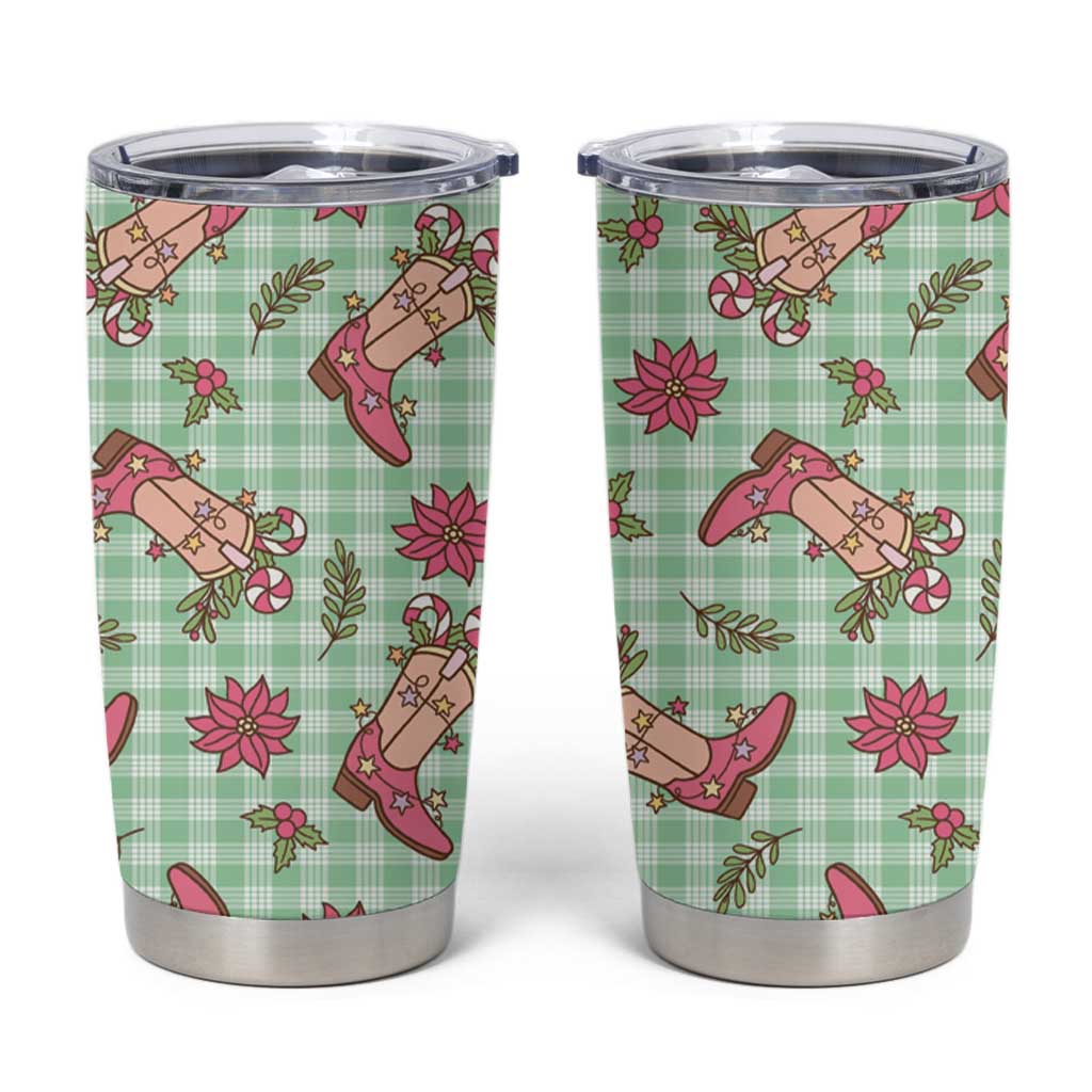 Green Paniolo Palaka Hawaiian Cowgirl Christmas Tumbler Cup - Polynesian Pride
