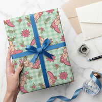 Green Paniolo Palaka Hawaiian Cowgirl Christmas Wrapping Paper - Polynesian Pride