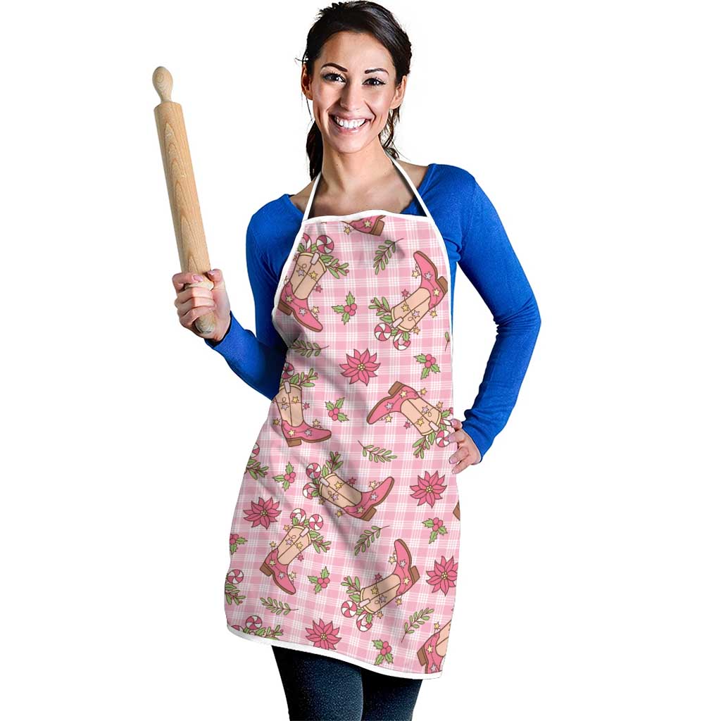 Pink Paniolo Palaka Hawaiian Cowgirl Christmas Apron - Polynesian Pride