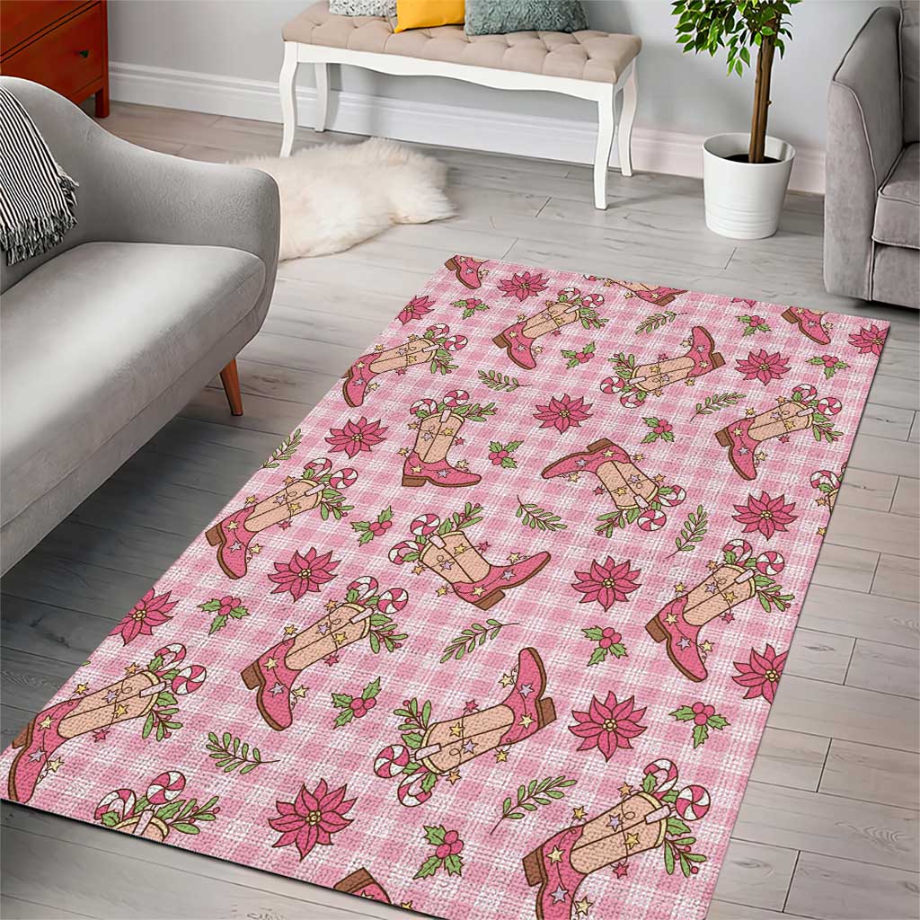 Pink Paniolo Palaka Hawaiian Cowgirl Christmas Area Rug - Polynesian Pride