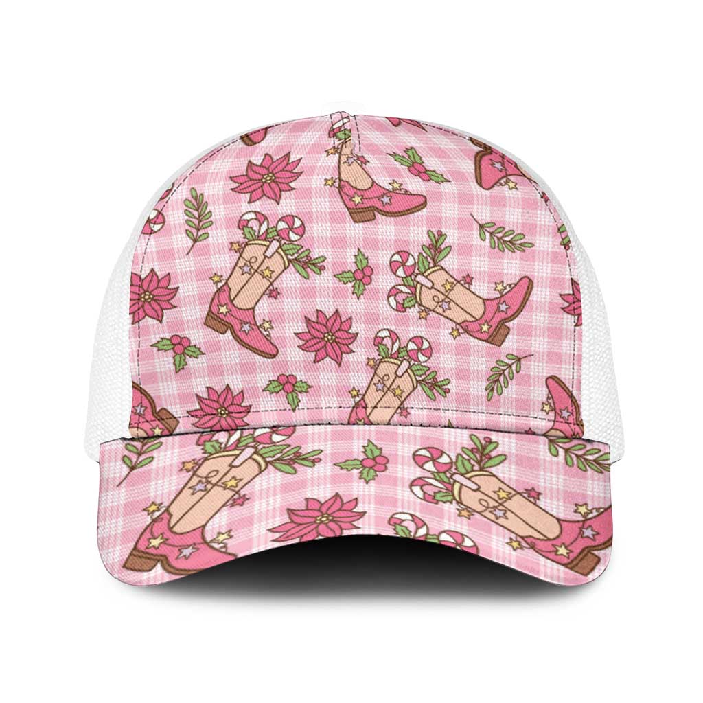 Pink Paniolo Palaka Hawaiian Cowgirl Christmas Baseball Net Cap - Polynesian Pride