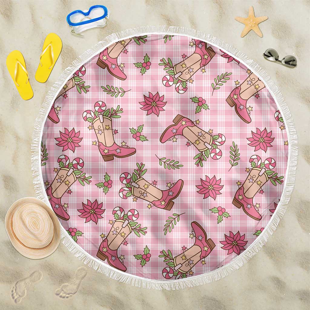 Pink Paniolo Palaka Hawaiian Cowgirl Christmas Beach Blanket - Polynesian Pride