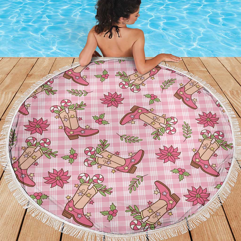 Pink Paniolo Palaka Hawaiian Cowgirl Christmas Beach Blanket - Polynesian Pride