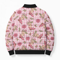 Pink Paniolo Palaka Hawaiian Cowgirl Christmas Bomber Puffer Jacket - Polynesian Pride