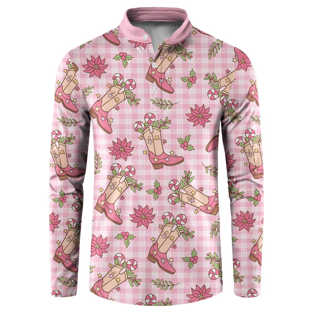 Pink Paniolo Palaka Hawaiian Cowgirl Christmas Button Sweatshirt - Polynesian Pride