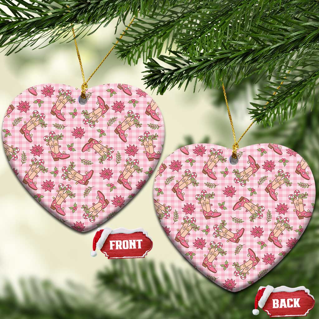 Pink Paniolo Palaka Hawaiian Cowgirl Christmas Ceramic Ornament - Polynesian Pride