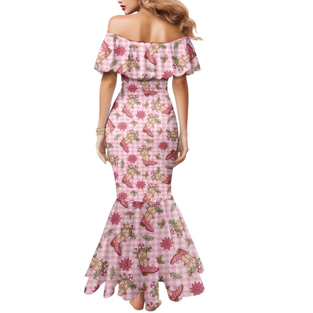 Pink Paniolo Palaka Hawaiian Cowgirl Christmas Family Matching Mermaid Dress and Hawaiian Shirt - Polynesian Pride