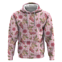 Pink Paniolo Palaka Hawaiian Cowgirl Christmas Hoodie - Polynesian Pride