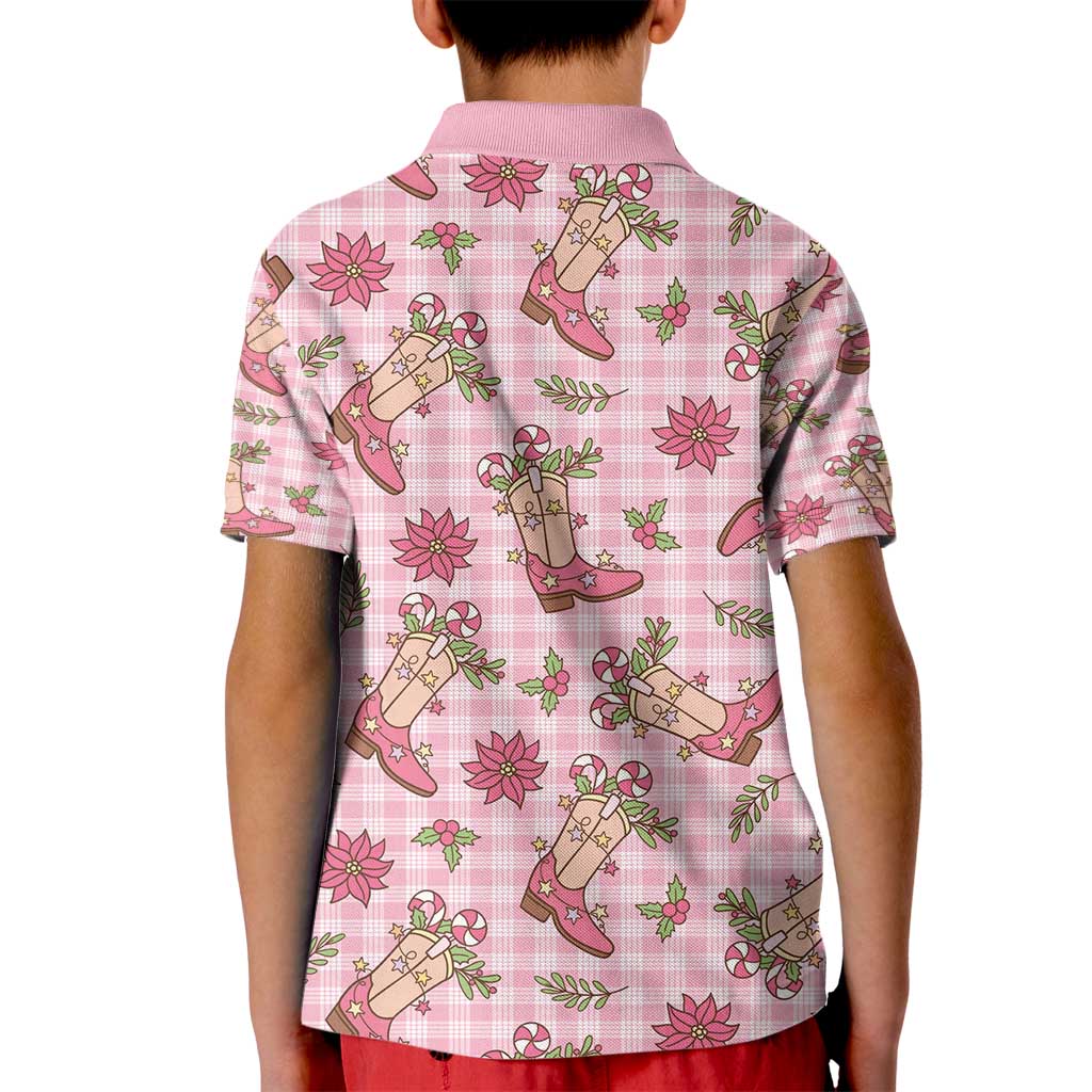 Pink Paniolo Palaka Hawaiian Cowgirl Christmas Kid Polo Shirt - Polynesian Pride