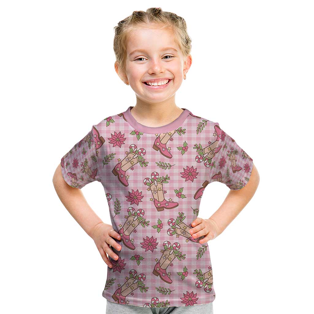 Pink Paniolo Palaka Hawaiian Cowgirl Christmas Kid T Shirt - Polynesian Pride