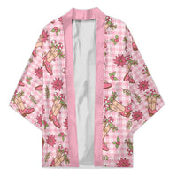 Pink Paniolo Palaka Hawaiian Cowgirl Christmas Kimono - Polynesian Pride