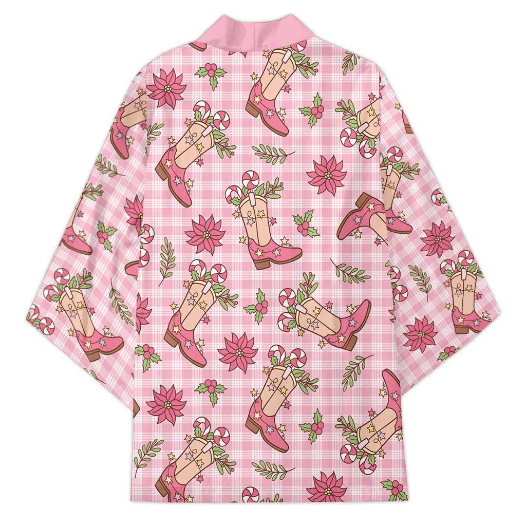 Pink Paniolo Palaka Hawaiian Cowgirl Christmas Kimono - Polynesian Pride