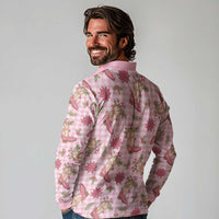 Pink Paniolo Palaka Hawaiian Cowgirl Christmas Long Sleeve Polo Shirt - Polynesian Pride