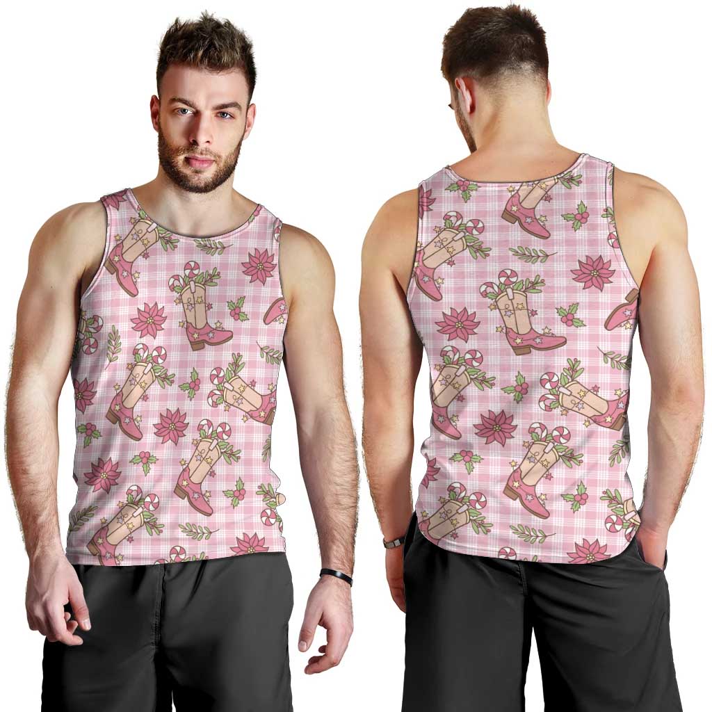 Pink Paniolo Palaka Hawaiian Cowgirl Christmas Men Tank Top - Polynesian Pride