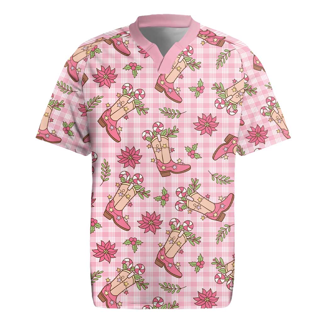 Pink Paniolo Palaka Hawaiian Cowgirl Christmas Rugby Jersey - Polynesian Pride