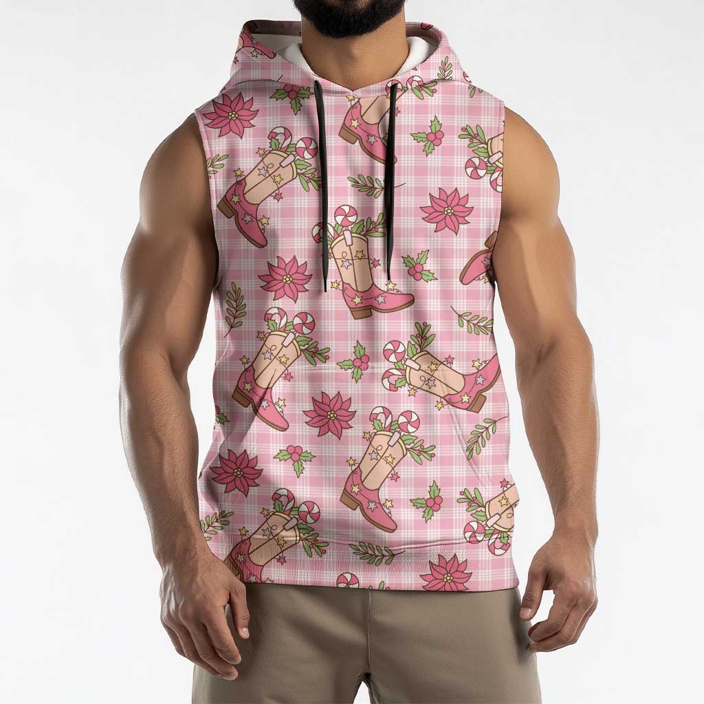 Pink Paniolo Palaka Hawaiian Cowgirl Christmas Sleeveless Hoodie - Polynesian Pride