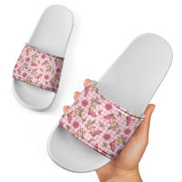 Pink Paniolo Palaka Hawaiian Cowgirl Christmas Slide Sandals - Polynesian Pride