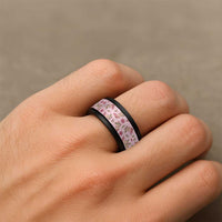 Pink Paniolo Palaka Hawaiian Cowgirl Christmas Spinner Ring - Polynesian Pride