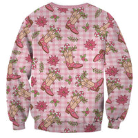 Pink Paniolo Palaka Hawaiian Cowgirl Christmas Sweatshirt - Polynesian Pride