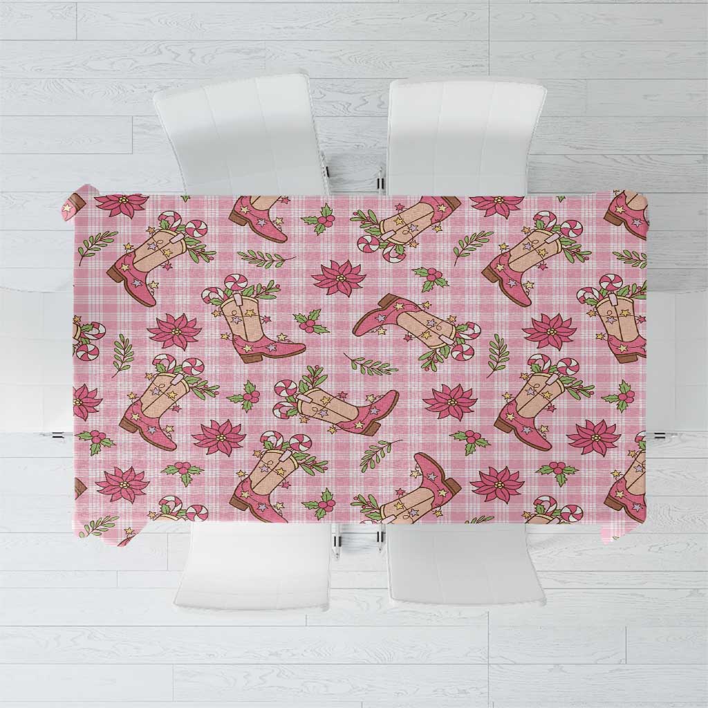 Pink Paniolo Palaka Hawaiian Cowgirl Christmas Tablecloth - Polynesian Pride