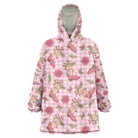 Pink Paniolo Palaka Hawaiian Cowgirl Christmas Wearable Blanket Hoodie - Polynesian Pride